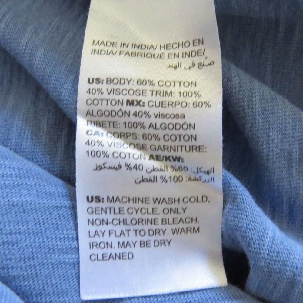 Chico's Knit Embroidered Panel Tee Top Blue Short Sleeves size 1 (M 8-10) EUC - Picture 7 of 7